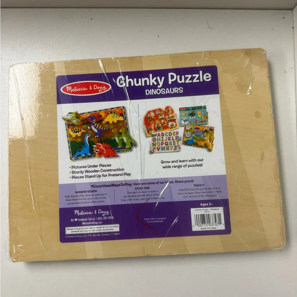 Melissa & Doug Wooden Chunky Puzzle Dinosaur Animal‎ Piece Toddler Toy